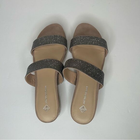 Antonio Melani silver & tan rhinestone bedazzled Slip-On Sandals 10 - Picture 7 of 12